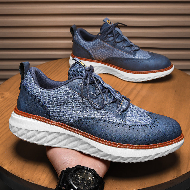 Breathable Woven-Texture Mens Sneakers
