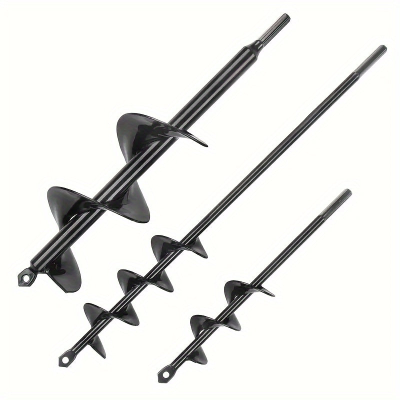 Four-Piece Garden Auger Bit Set with Straight Drill Shanks and Graduated Black Spiral Widths — image 4