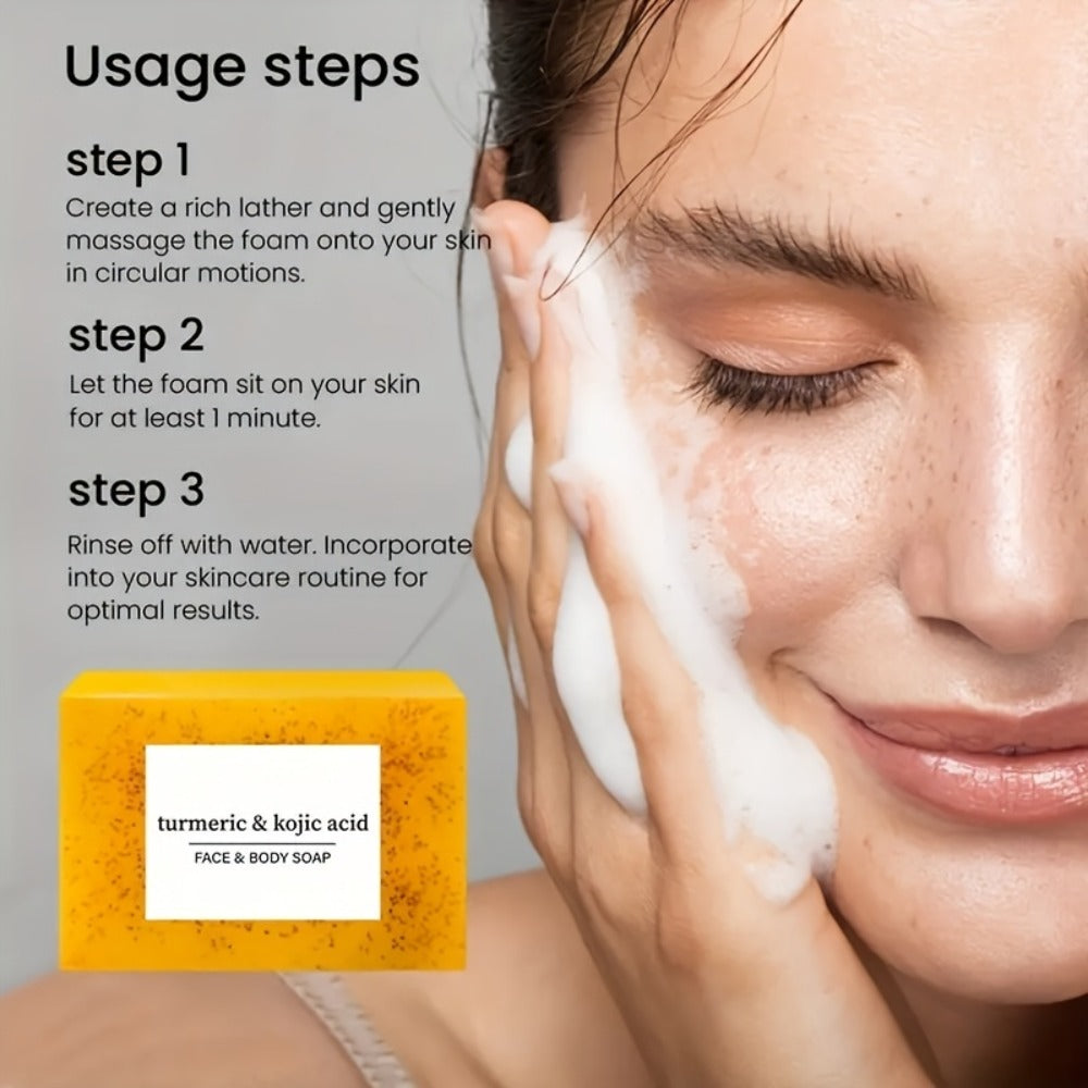 Kojic Acid Soap Set with Turmeric & Lemon, Handmade Cold-Processed Brightening Bars for Face & Body, Deep — image 9