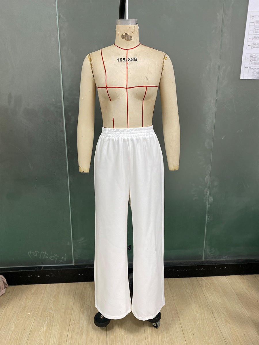 Solid Color Vest Straight-leg Trousers Suit For Women