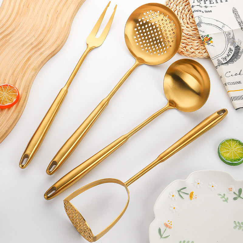 304 Gold-Plated Spatula And Strainer Set, 12-Piece Set