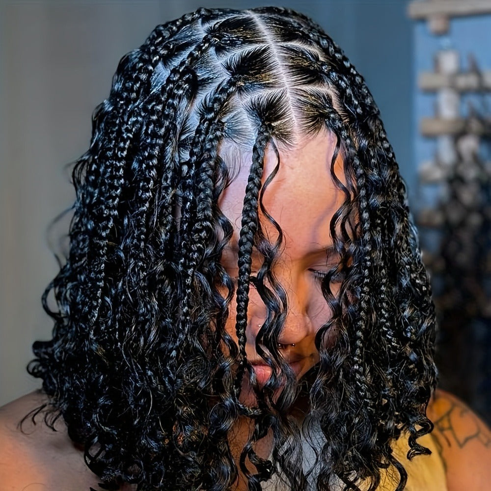 Goddess Square-Braid Wig with Curly Ends in 14- or 16-Inch Lengths and Black, Burgundy or Brown Colors — image 2