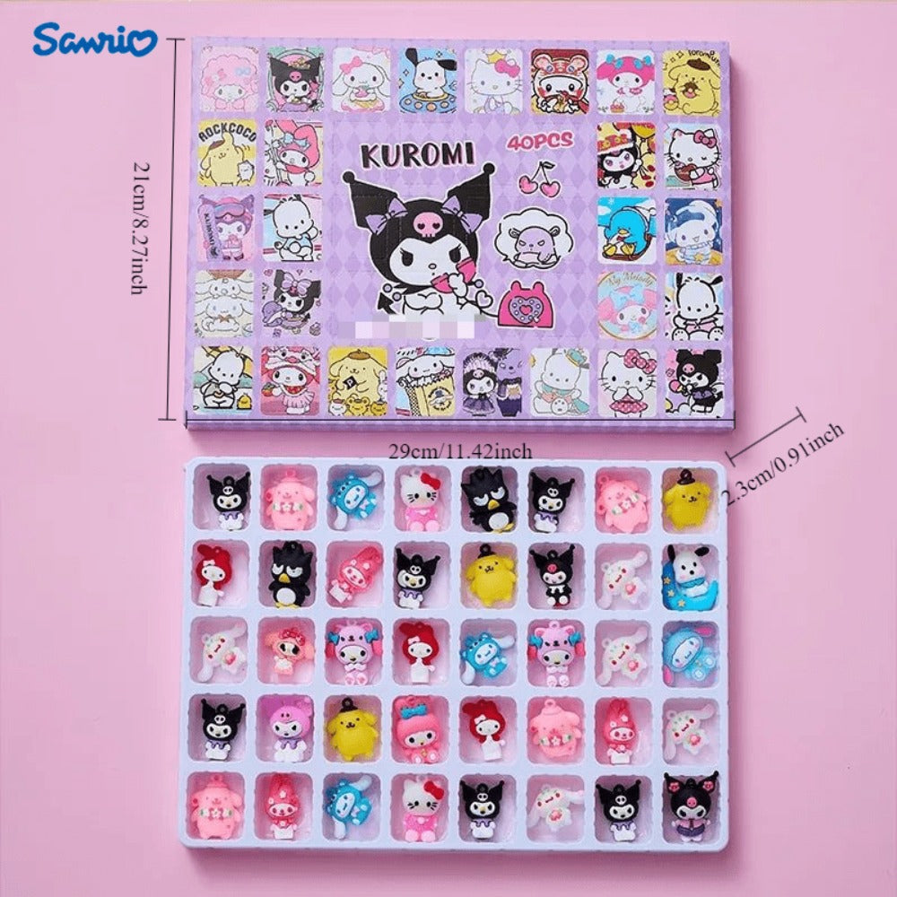 40pcs Kawaii Blind Box Mini Figures & Pendants, Sanrio Mystery Surprise Dolls Set for Parties, Celebrations and Guest Favors 