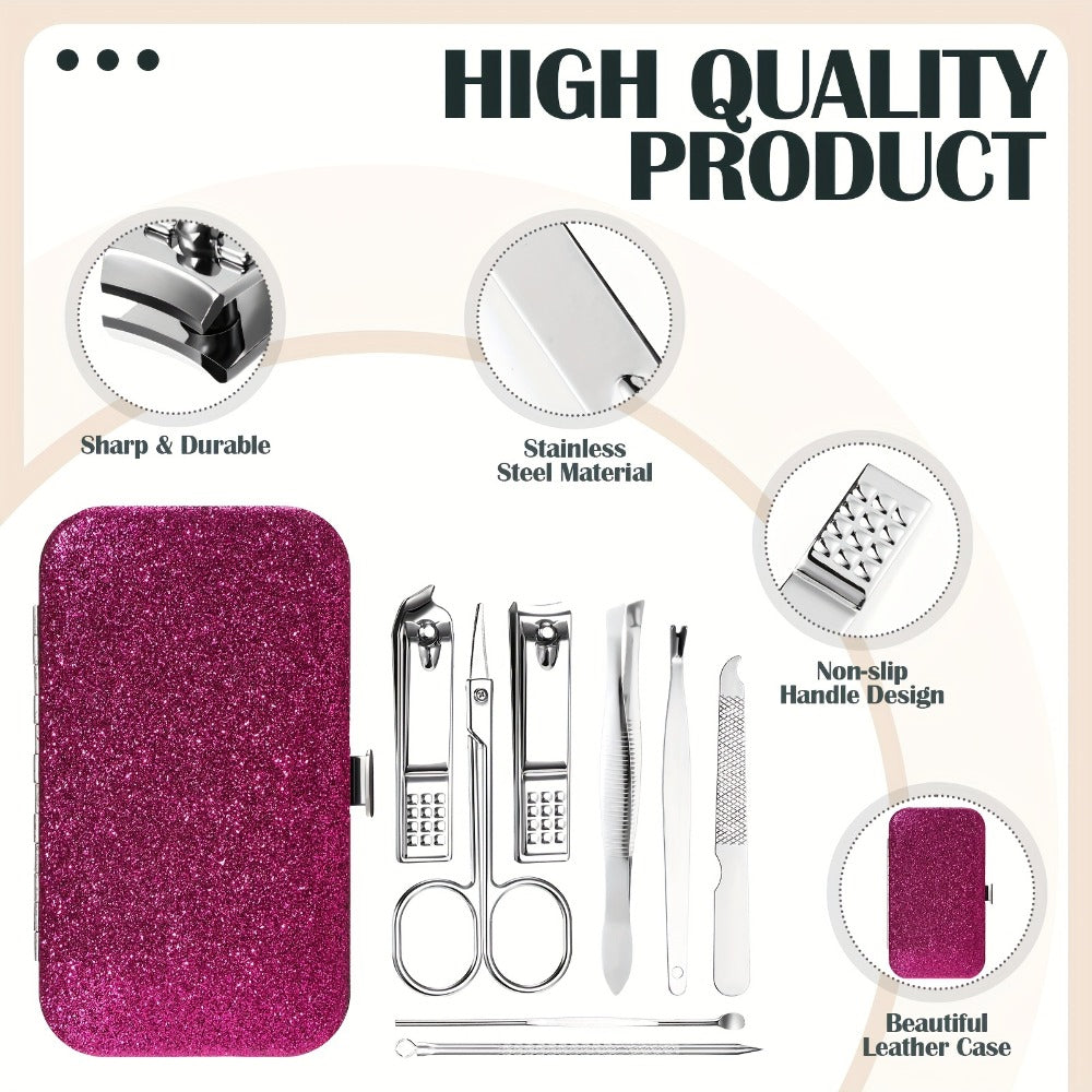 Bulk Manicure Gift Set 30 Packs 8-in-1 Stainless Steel Nail Care & Pedicure Tools with Glitter Travel Case — image 2