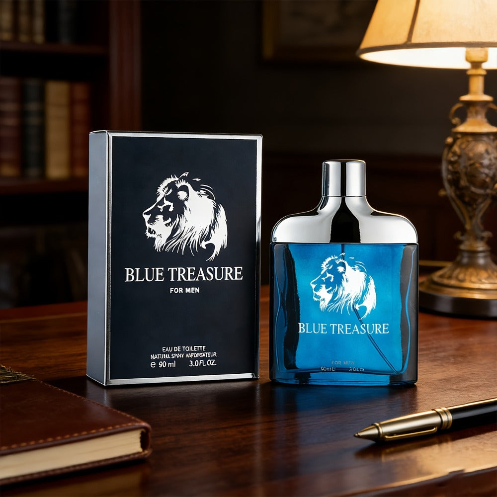 Eau de Parfum Men 90ml Cologne Spray Deep Blue Aquatic Scent Luxury Fragrance for Daily Wear Date Night Holiday Gift for Him 