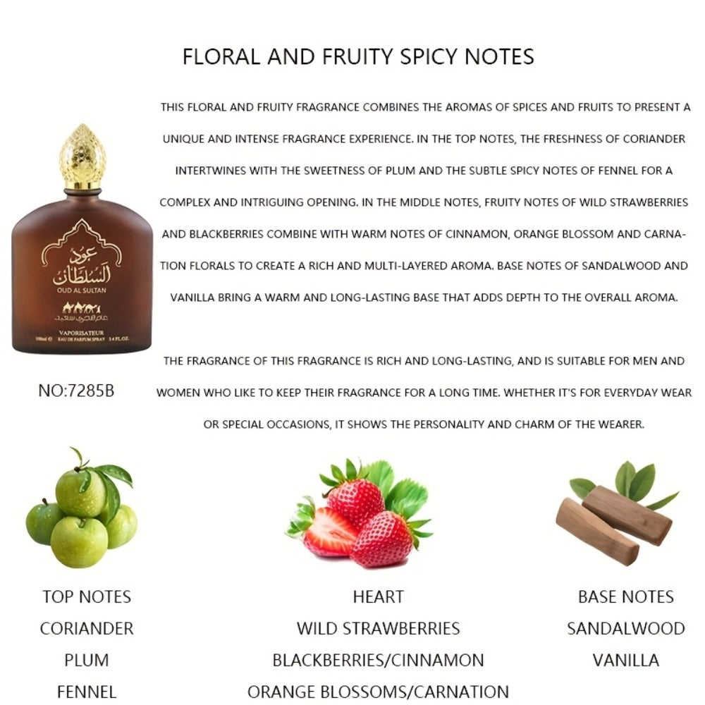 Men's Cologne Arabic Dubai Oud Eau de Parfum, Woody Floral Fruity Fragrance 3.38 oz, Middle Eastern Scent for Date Night — im