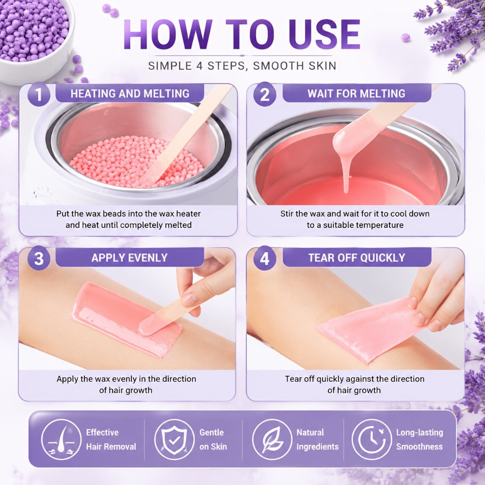 Hard Wax Beads for Hair Removal Full Body 1000g/2000g – Professional Waxing Kit with 20 Applicator Sticks — image 7