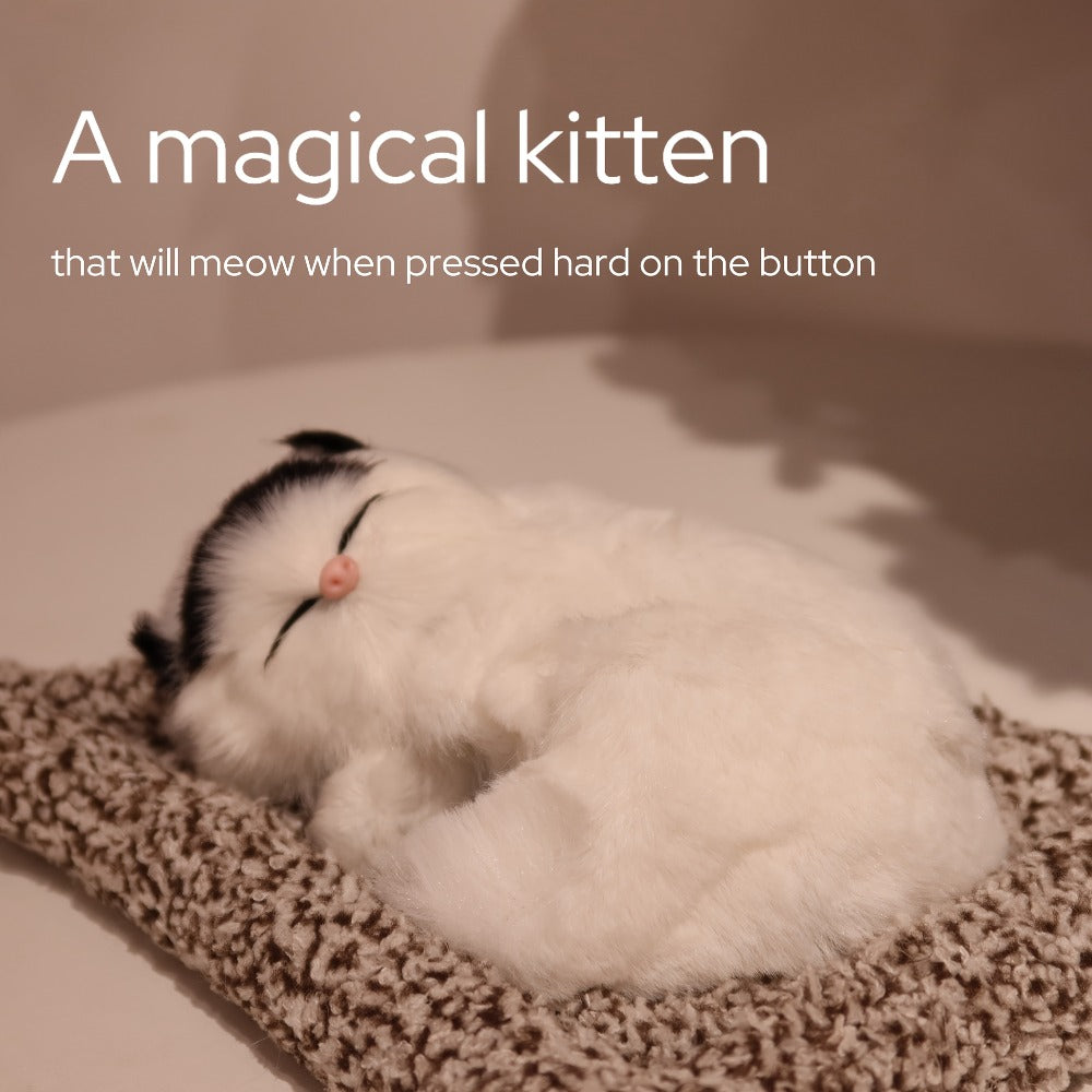Plush Toy Realistic Sleeping Cat with Meow Sound in Four Coat Patterns for Desk or Room Display — image 21