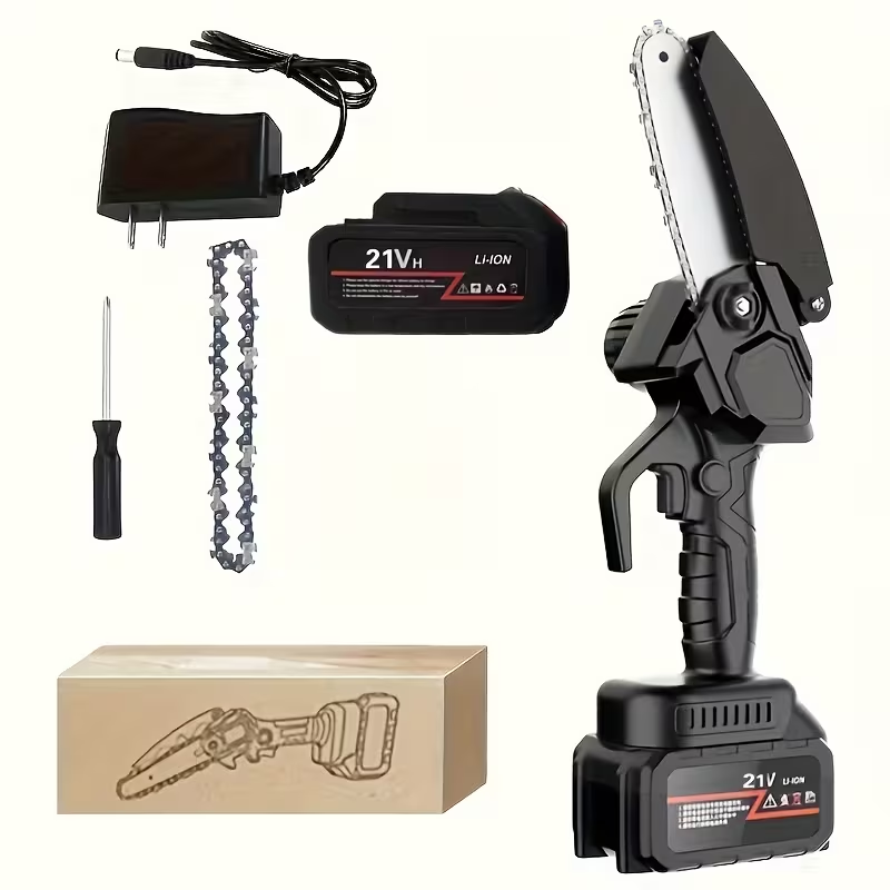 Electric Mini Chainsaw 6-Inch with Debris Guard & Toolbox - Cordless Handheld Pruning Saw with Safety Lock — image 6