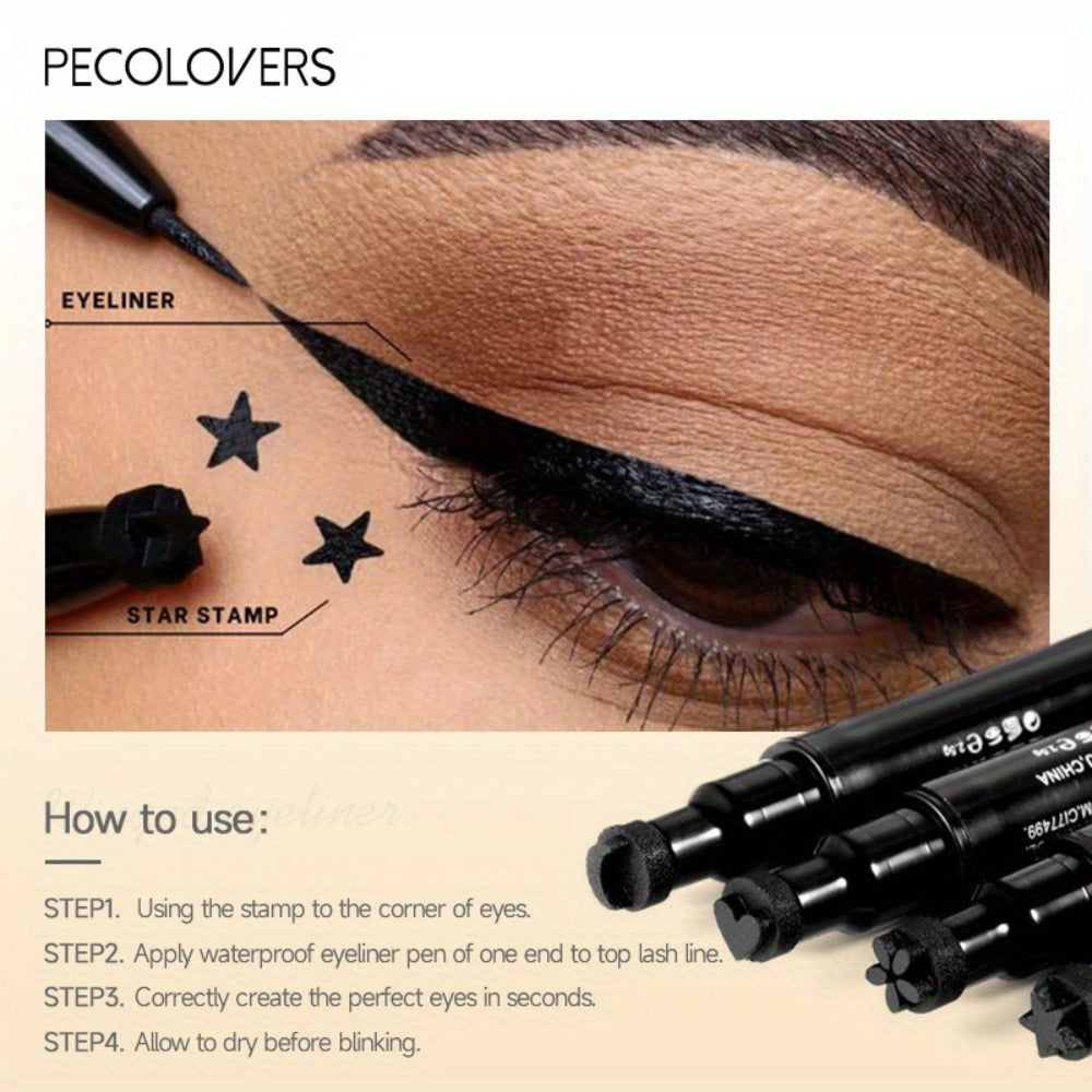 Winged Eyeliner Stamp Pen Set Double-Ended 8 Wing Styles Waterproof Quick-Dry Liquid Liner, for Makeup, Travel and Everyday V