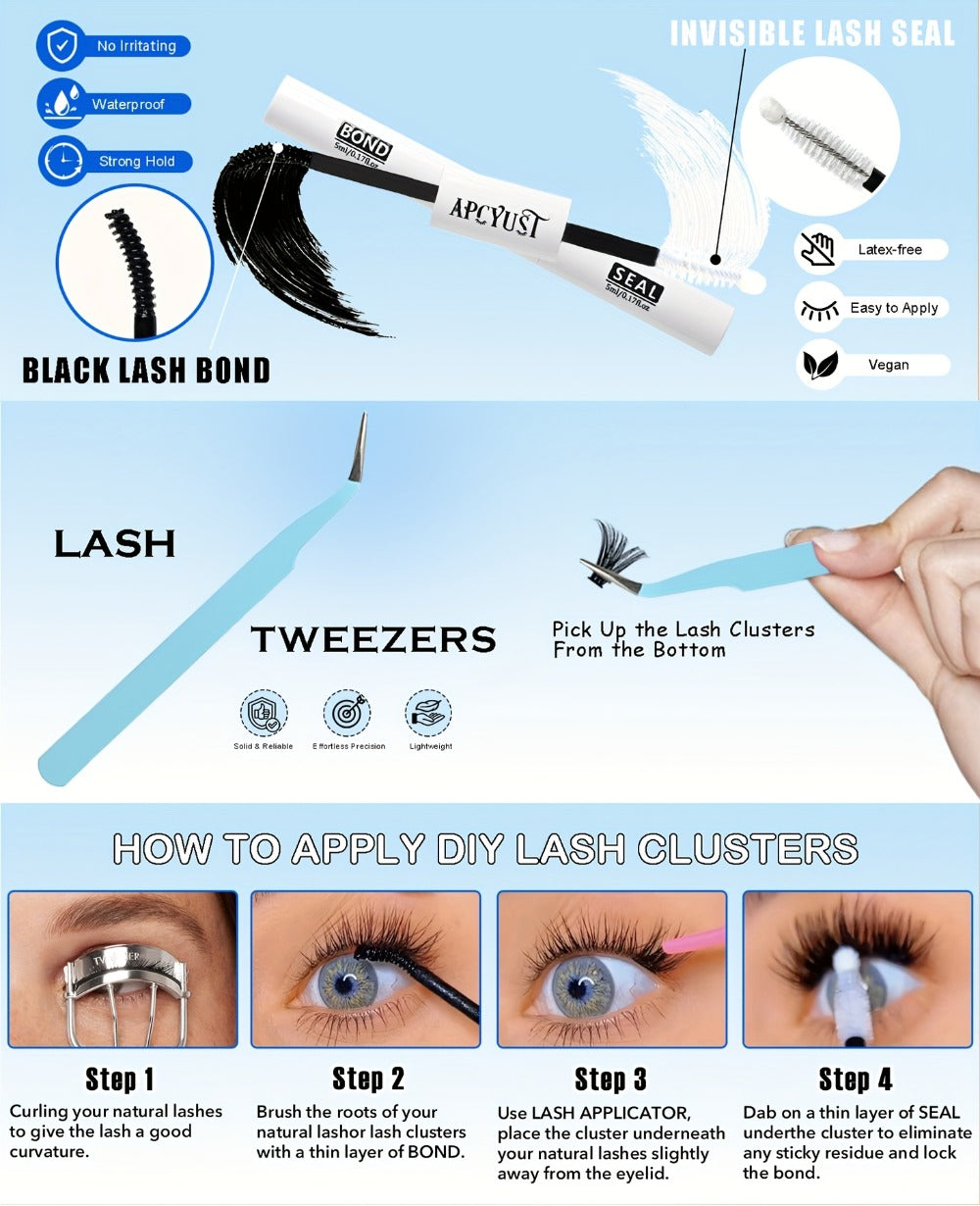 Fairy Lash Clusters Kit in a Spiky Wet-Look Manga Anime C Curl Design for Individual Eyelash Extensions at 8mm-18mm — image 1