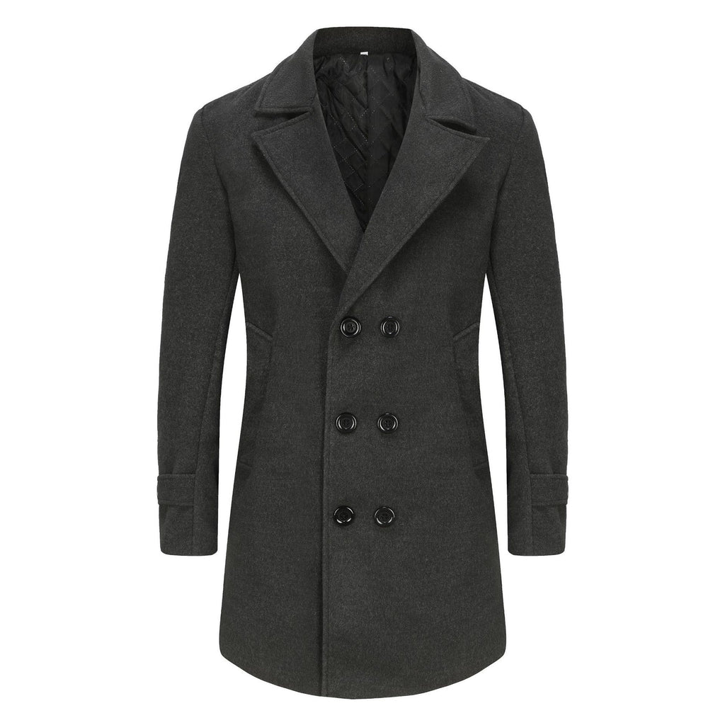 Cotton-padded Wool Coat Fashionable Lapel Wool Outerwear