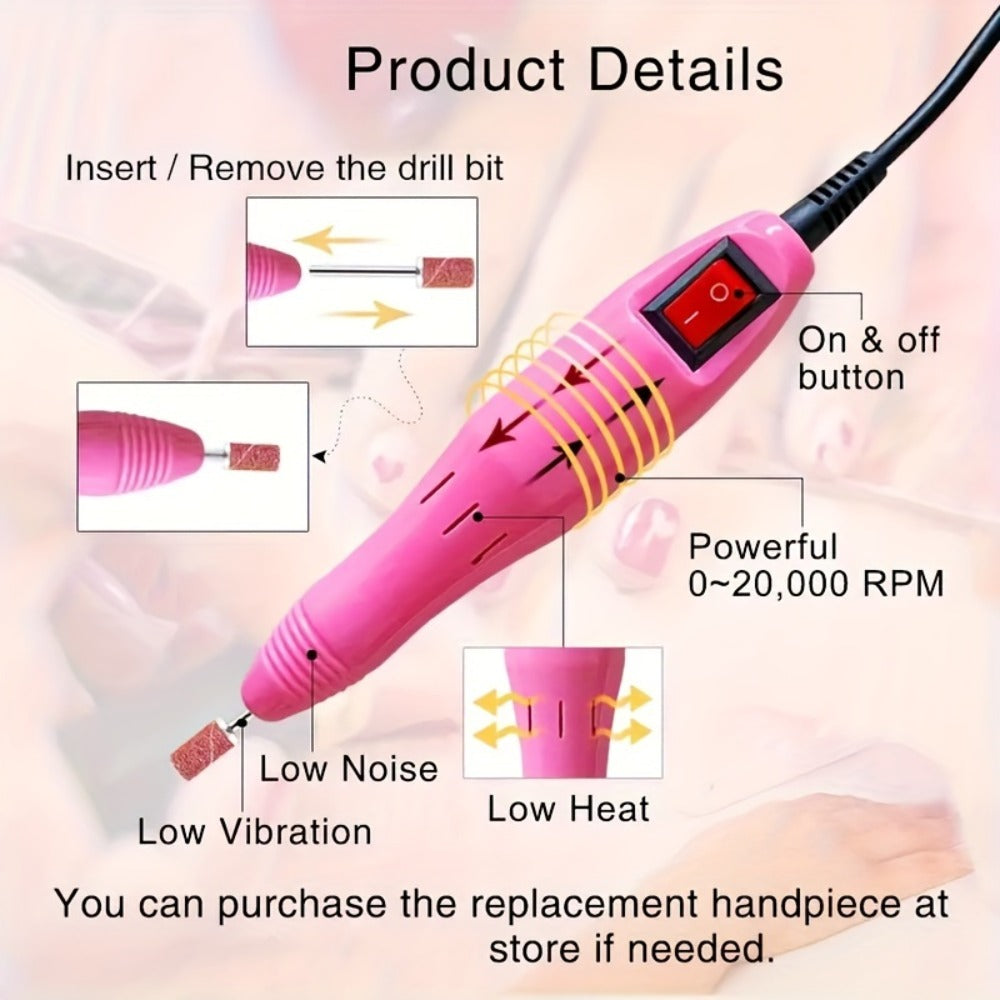 Electric Nail Drill 20000 RPM Console Kit with 6 Bits, 50 Sanding Bands and Standard or 8-in-1 Options — image 7