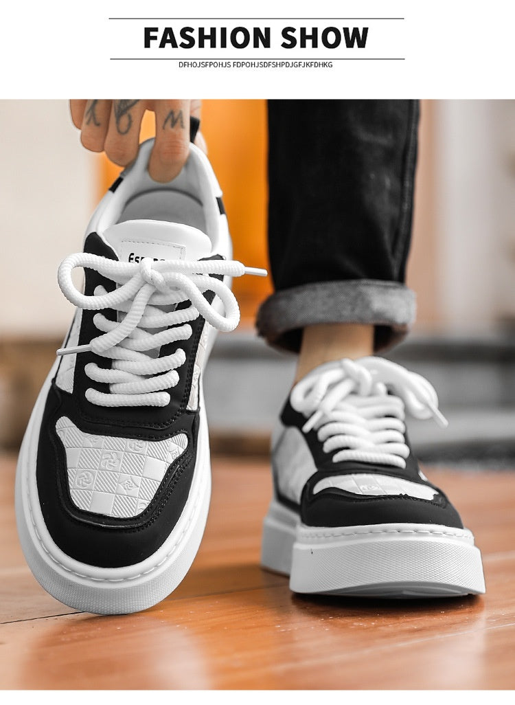 Mens Versatile Casual Height-increasing White Sneakers