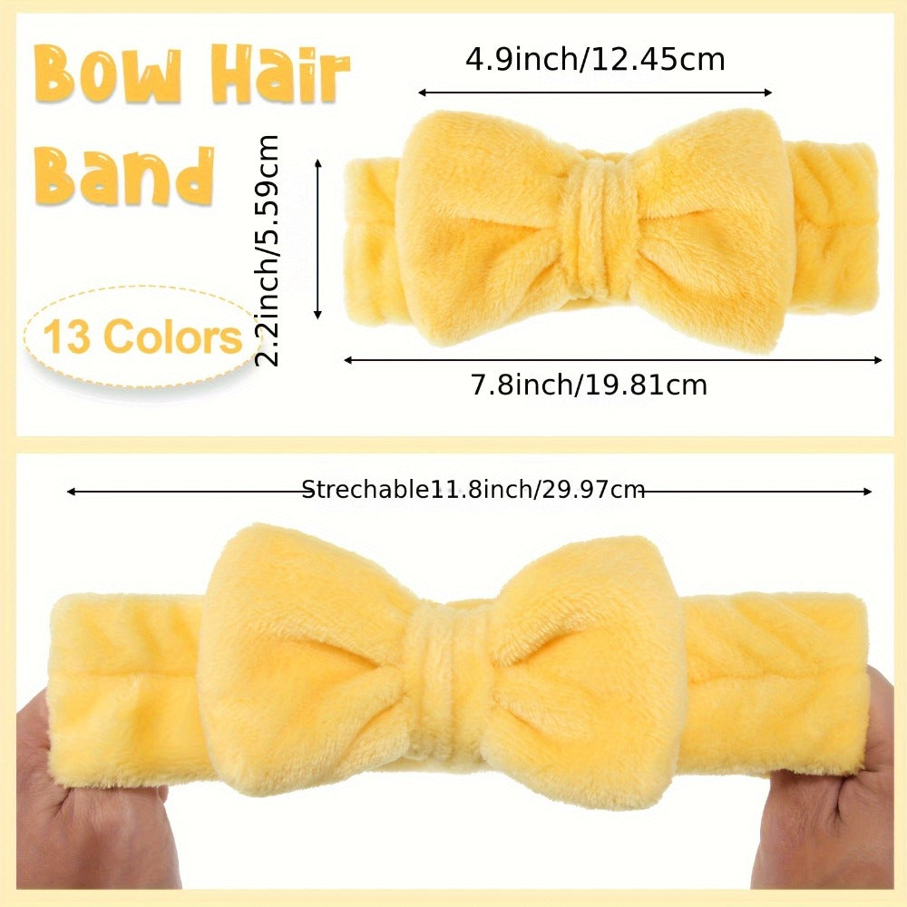 Spa Headbands for Washing Face 52 Pack Bulk Set – Soft Coral Fleece Bow Headband in 13 Colors for Women Skincare Makeup Showe