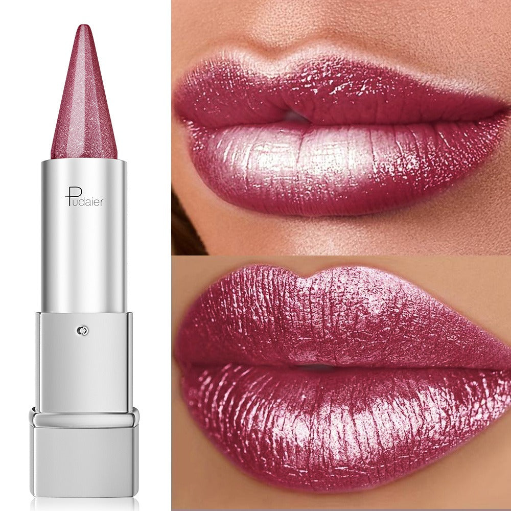24H Waterproof Metallic Lipstick 5 Shades Pearlescent Sparkle Pearl Finish, for Makeup, Travel and Everyday Vanity Use — imag