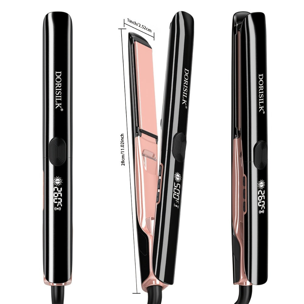 Ceramic Ionic Flat Iron Hair Straightener & Curler 2-in-1 Plasma Anti-Static 260°C 500°F LCD, for Home, Travel and Salon Hair