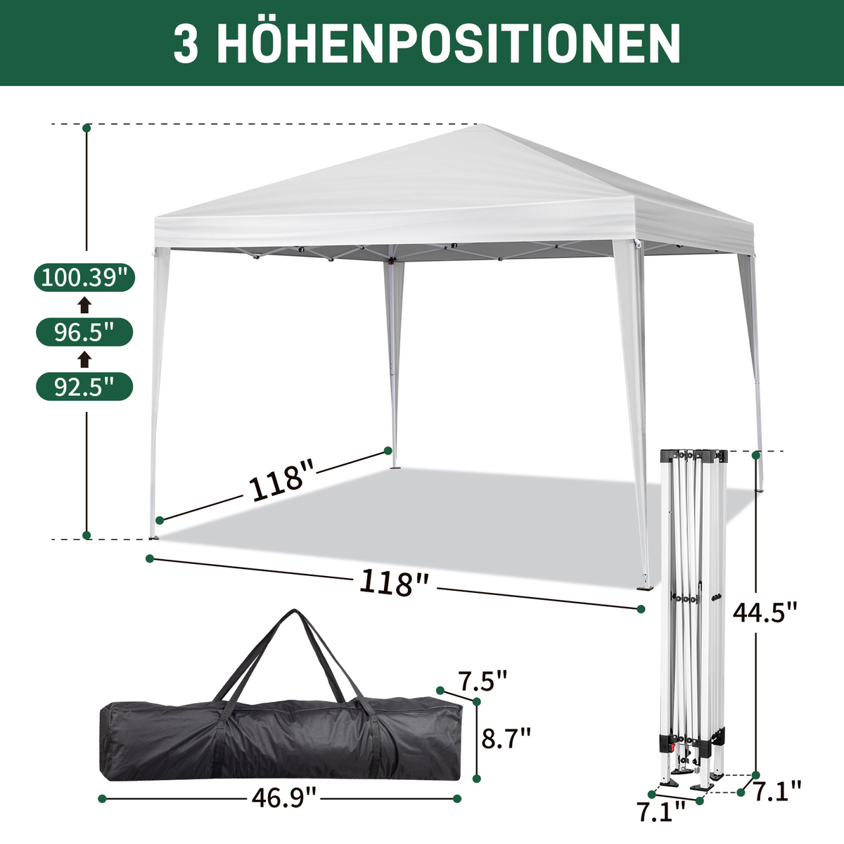Instant Canopy 10x10 FT Oxford Fabric UPF50+ Sidewalls Commercial for Garden, Patio and Yard Use — image 14
