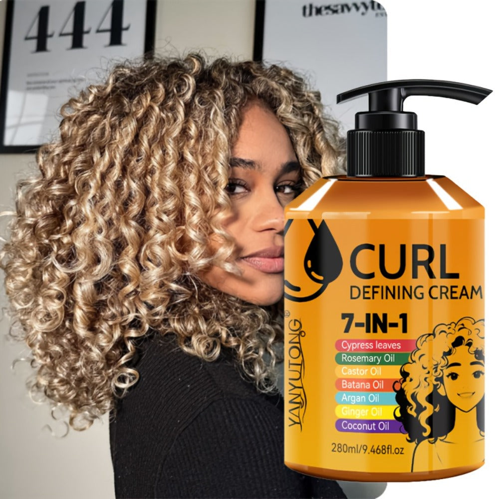 7-in-1 Moisturizing Curl Cream Anti-Frizz Flexible Hold Styling Cream for Wavy Curly Coily Hair – Non-Sticky Elasticity Curl 
