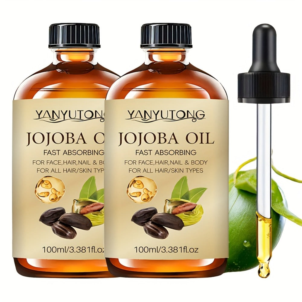 Jojoba-Labeled Body Massage Oil Two-Bottle Set with 100 ml Bottles and Glass Dropper Accessory — image 3