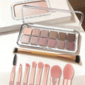 Eyeshadow Palette 12-Shade Neutral Pink and Brown Compact with Clear Lid and Brush Accessory — image 1
