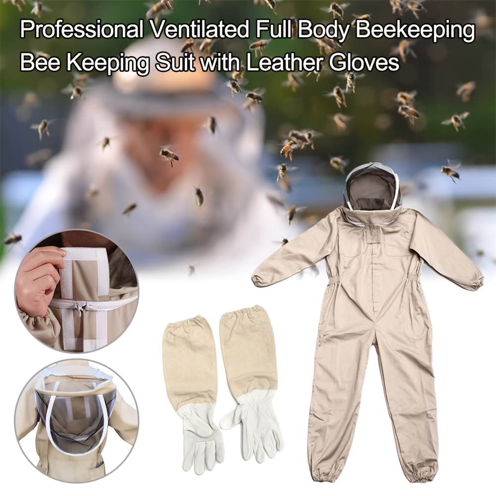 Full Body Bee Suit 3-Layer Breathable Veil Hood Gloves Filter Screen for Garden, Patio and Yard Use — image 7
