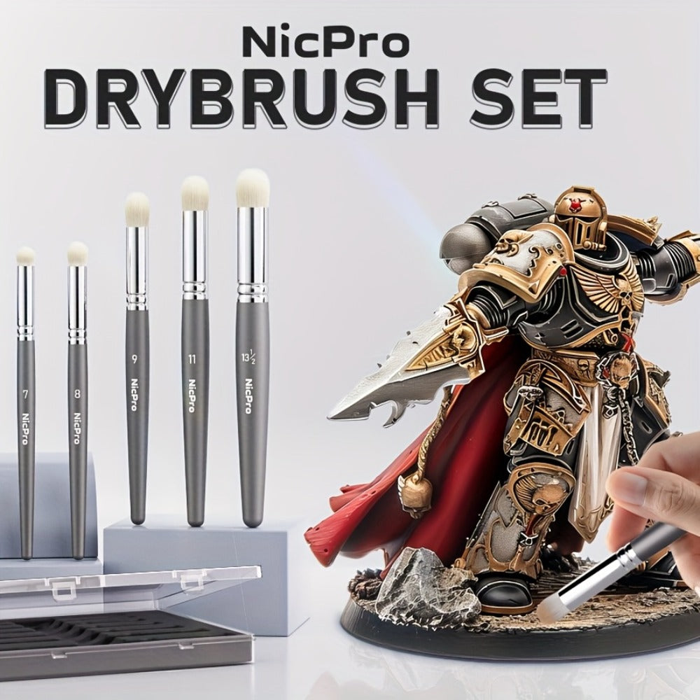Dry Brush Set for Miniature Painting 7 Sizes, Professional Drybrush Kit with the Listed Color, Size or Set Options for Everyd