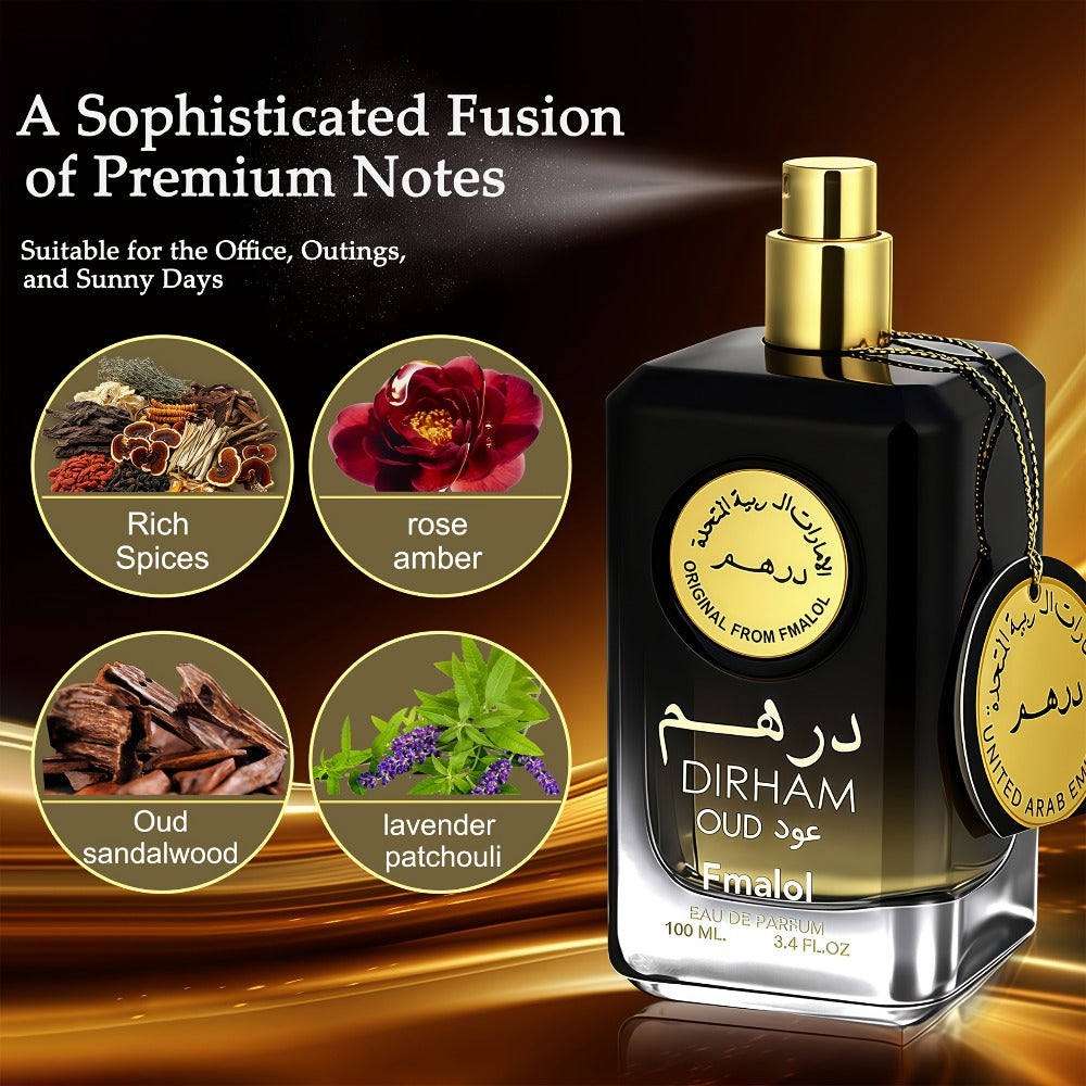 Agarwood Oud Arabic Perfume for Men 3.4 oz Luxury Woody Oriental Cologne - Dubai Middle East for Bath Time, Home Spa and Pers