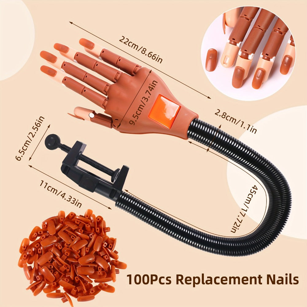 Nail Practice Hand Flexible Fake Hand Model Training Kit for Acrylic Nail Art, Nail Glove Set with Pink Hand — image 4