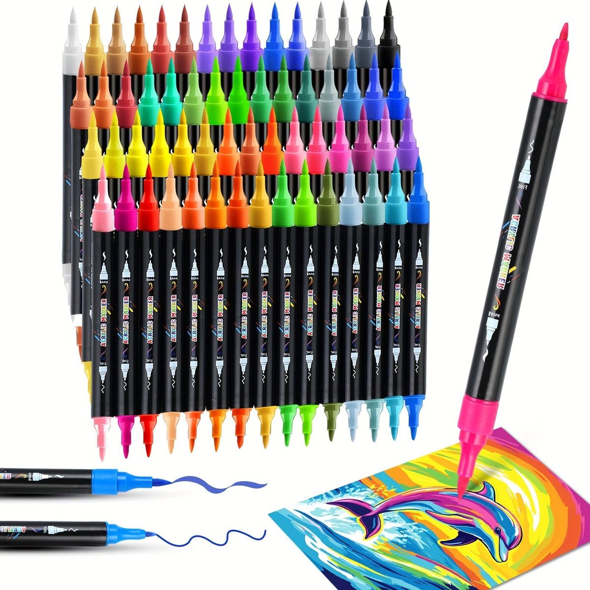 Acrylic Paint Markers Brush & Fine Dual Tip 30 48 60 Colors with the Listed Color, Size or Set Options for Everyday Use — ima