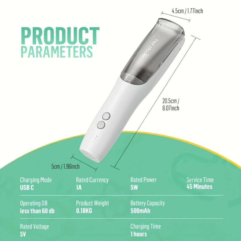 Hair Clipper Vacuum Collection Cordless Trimmer with Type-C Charging, Three Guide Combs and 45-Minute Runtime — image 6