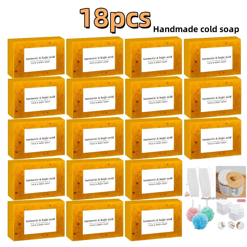 Kojic Acid Soap Set with Turmeric & Lemon, Handmade Cold-Processed Brightening Bars for Face & Body, Deep — image 14
