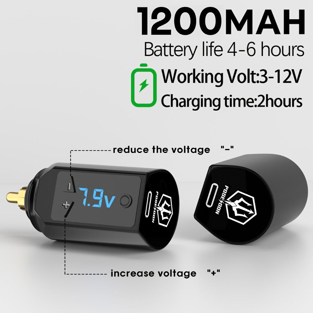 PS083 1200mAh RCA Tattoo Power Supply with LED Voltage Display, 3–12V Control and USB Charging — image 5