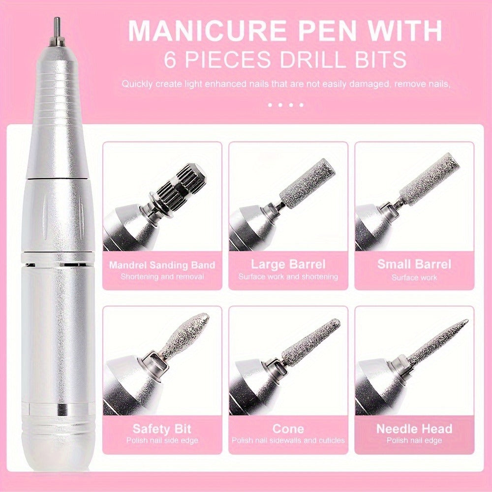 Electric Nail Drill 45000 RPM Cordless Kit with Power Display, Adjustable Speed and Three Colors — image 10