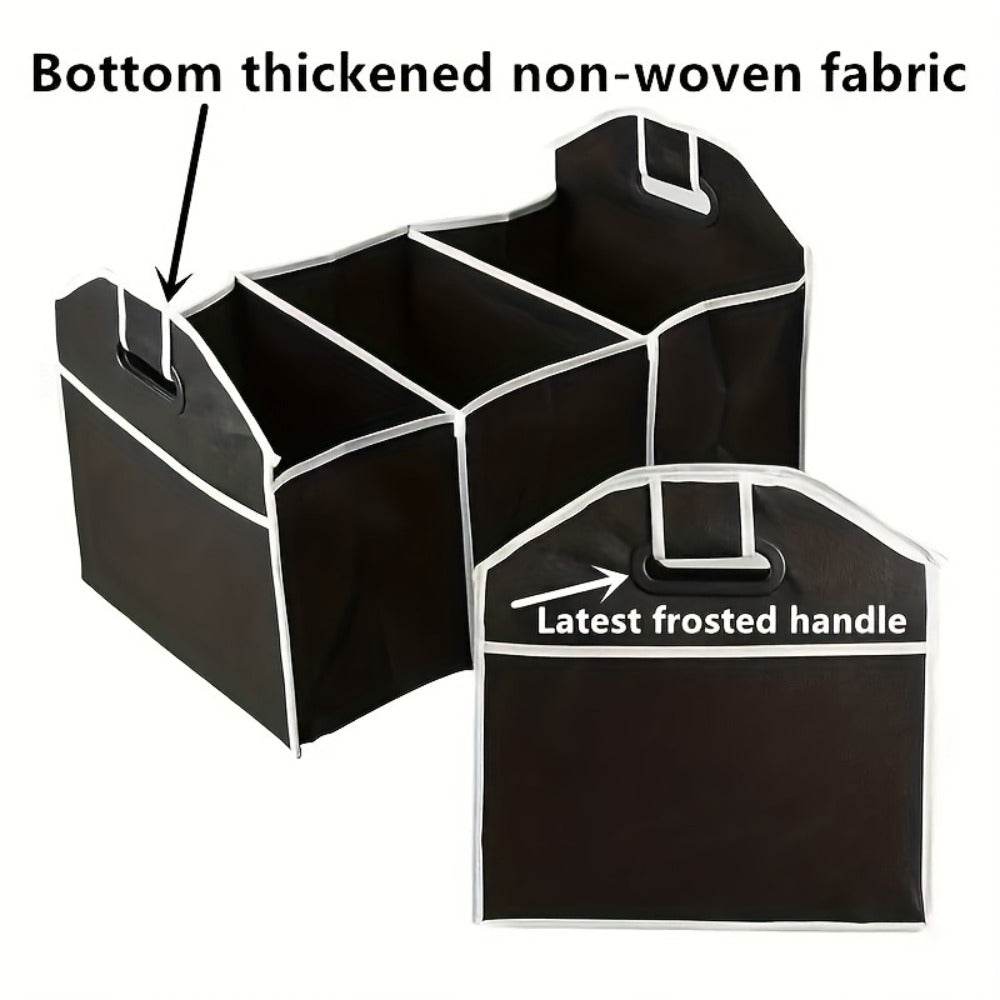 Car Trunk Organizer, Foldable 3-Compartment Black Storage Bin with Carry Handles and 1- or 2-Piece Options — image 8