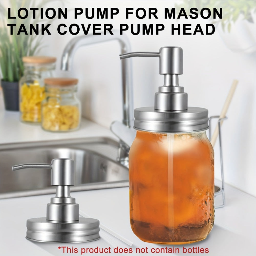Mason Jar Soap Dispenser Pump Lids 4 Pack – 304 Stainless Steel Regular Mouth Mason Jar Pump Replacement, Leakproof Gasket — 