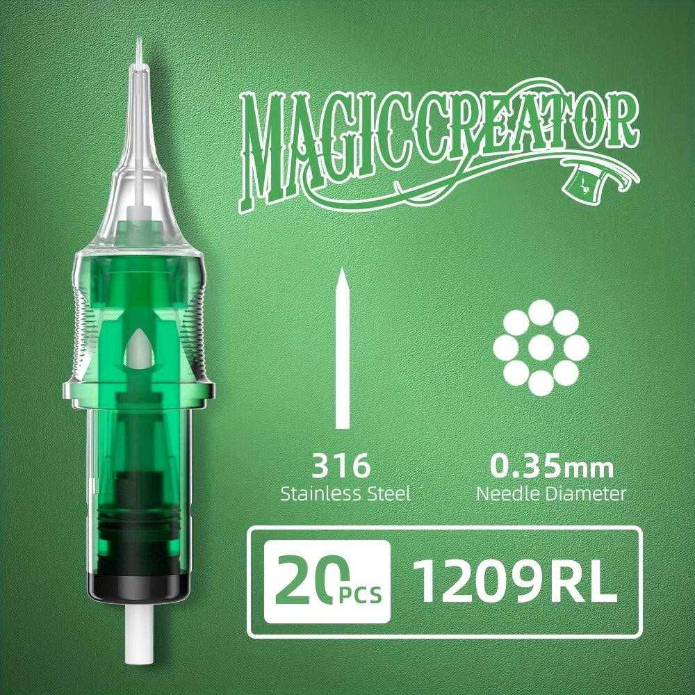 Tattoo Cartridge Needles with MAGICCREATOR Label, 20-Piece Box with 25 RL RS CM M1 Options — image 11