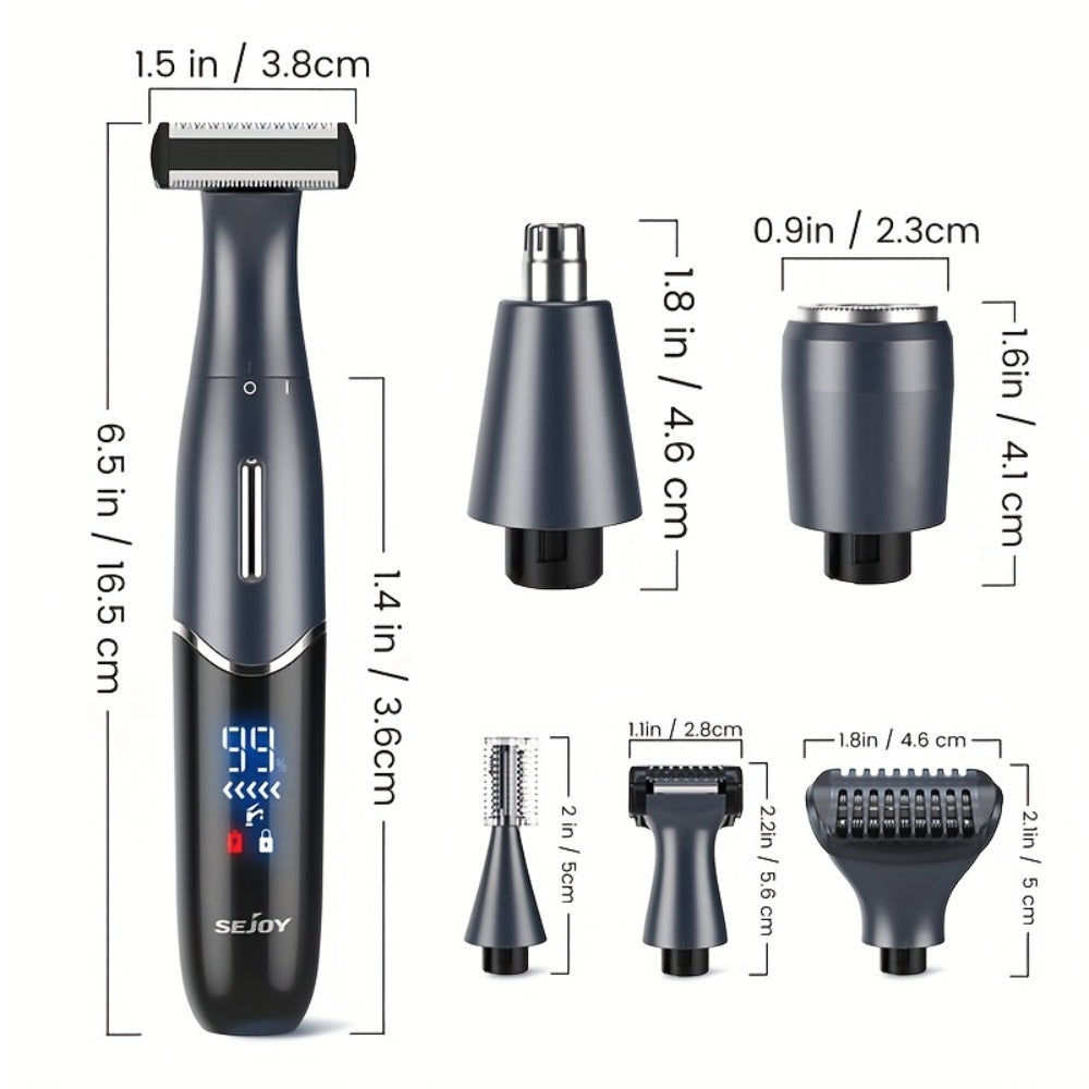 Six in One Bikini Trimmer and Electric Razor for Women and Men, Wet Dry Grooming Set in Purple — image 5