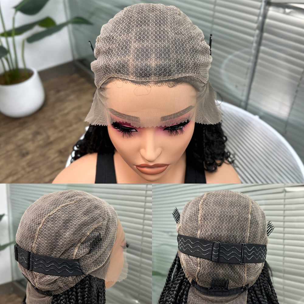 Goddess Square-Braid Wig with Curly Ends in 14- or 16-Inch Lengths and Black, Burgundy or Brown Colors — image 9