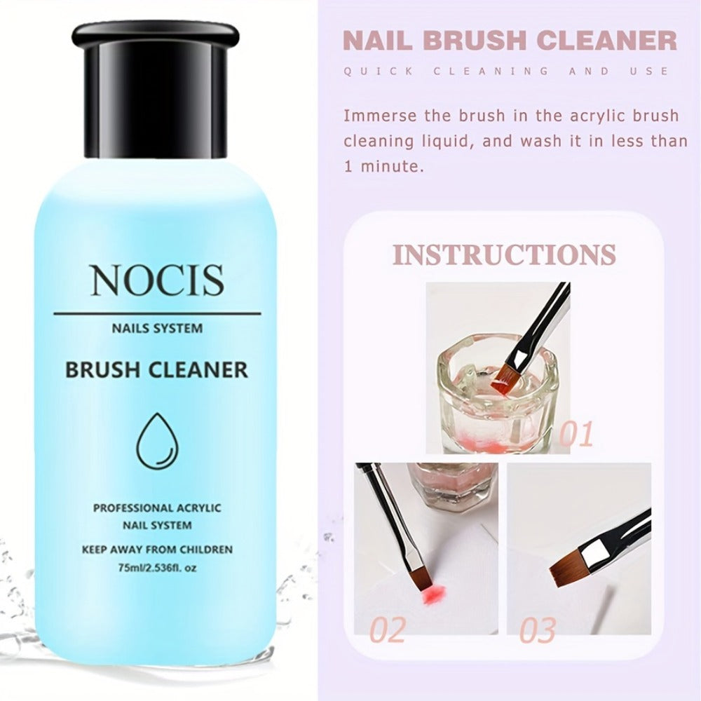 Acrylic Nail Kit NOCIS Three-Color Powder Set with Liquid Monomer, Brush Cleaner, Four Brushes and Mixing Cup — image 5