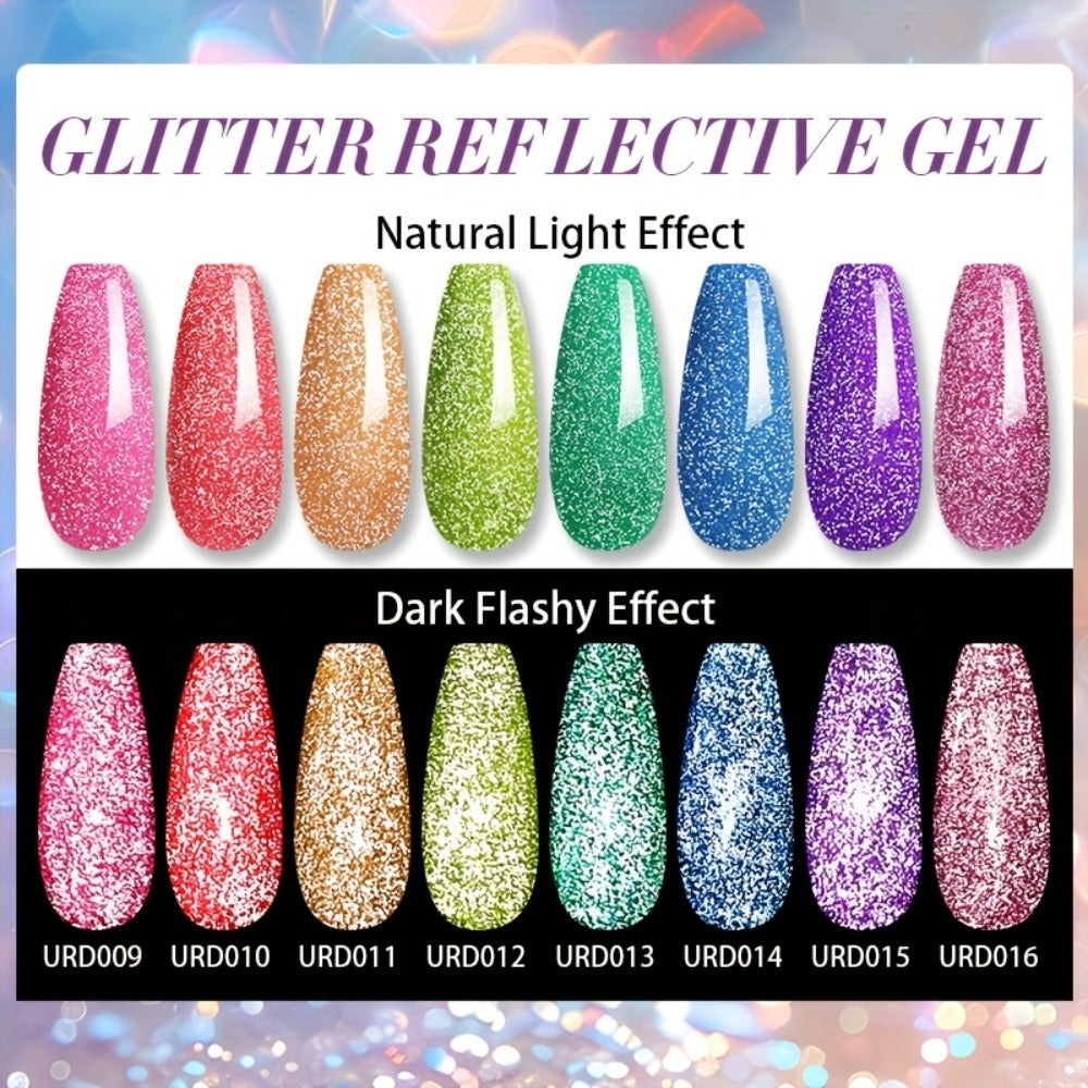 Gel Nail Polish UR SUGAR Reflective Glitter in 15ml with Fluorescent Neon Shimmer and UV/LED Soak-Off Cure — image 6