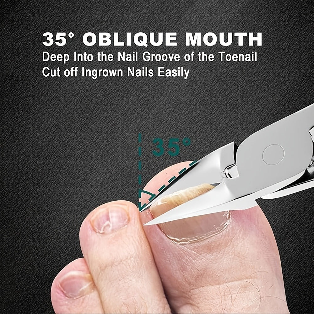 Angled Nail Clipper Set, Four Black-Handle Clipper Tools with Curved Jaws, File and Round Accessory — image 8