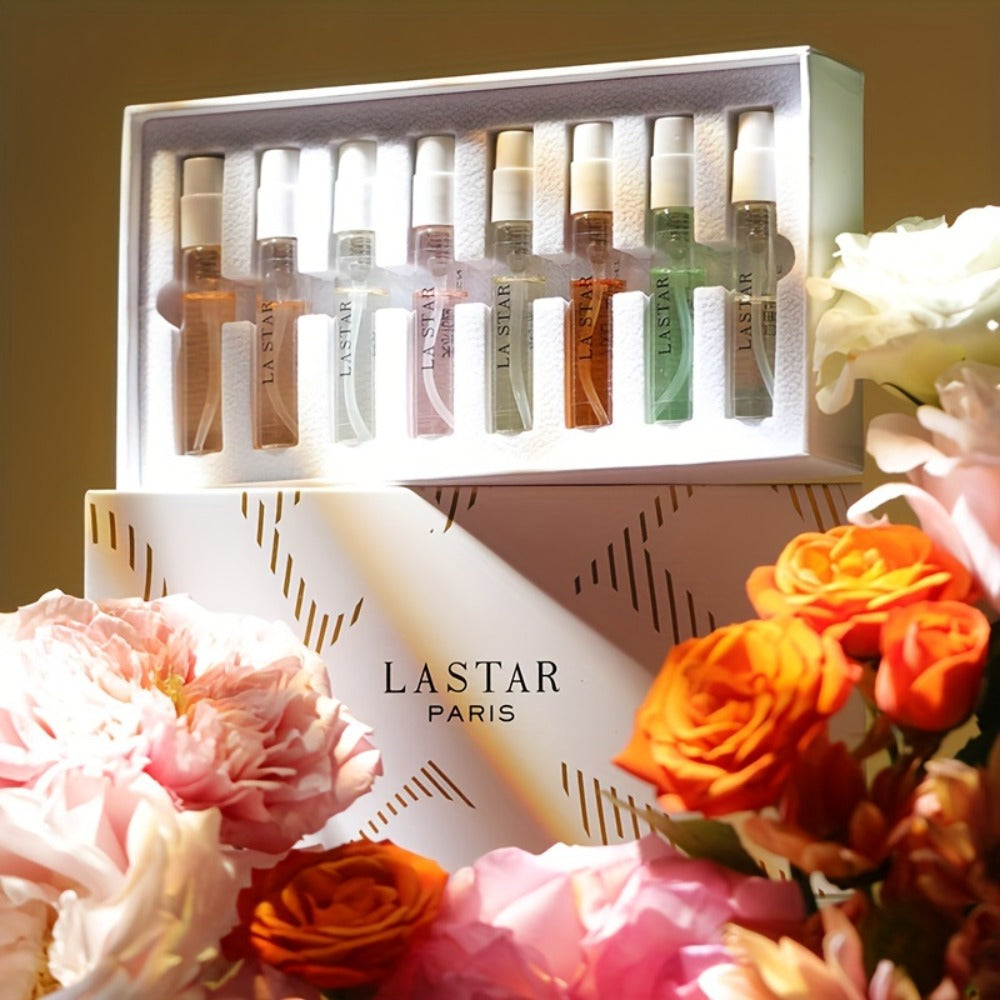 Mini Perfume Set for Women 8 Piece Gift Box Woody Floral Fruity Fragrance Sampler Kit Long Lasting TSA Compliant Travel Frien