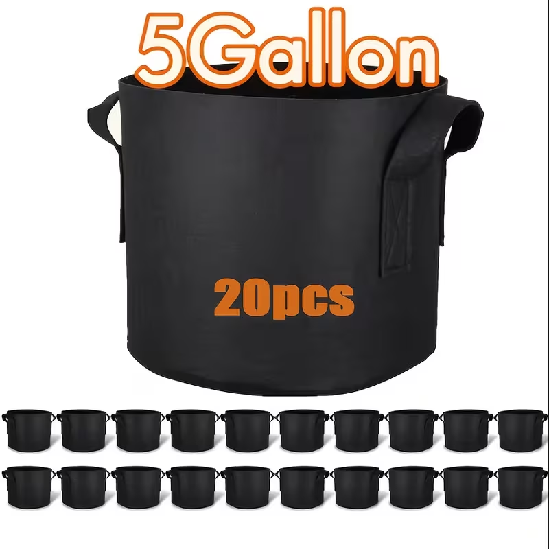 Black 5-Gallon-Labeled Grow Bags with Handles in 10-Pack or 20-Piece Checkout Options for Garden Planting — image 5