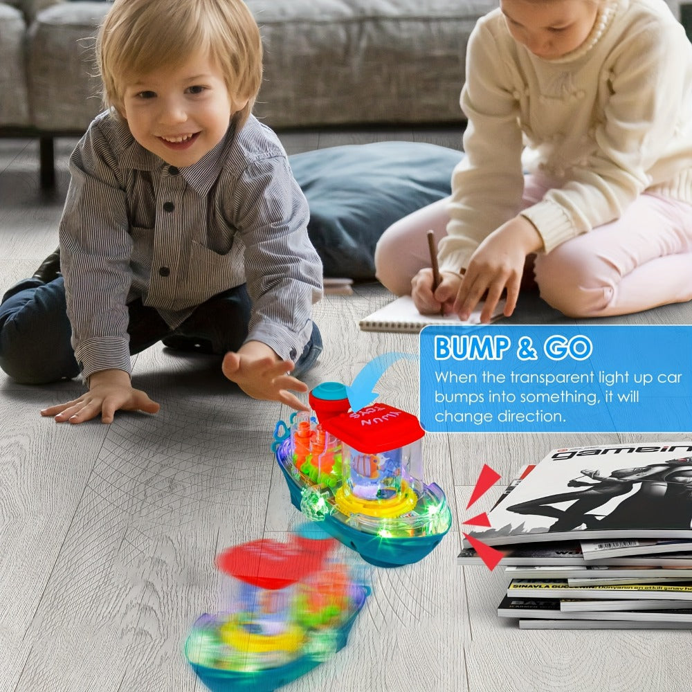 Interactive Sensory Boat Toy for Toddlers 2+, Underwater Ocean Theme with Fish & Coral, Rotating Scroll Screen & Music — imag