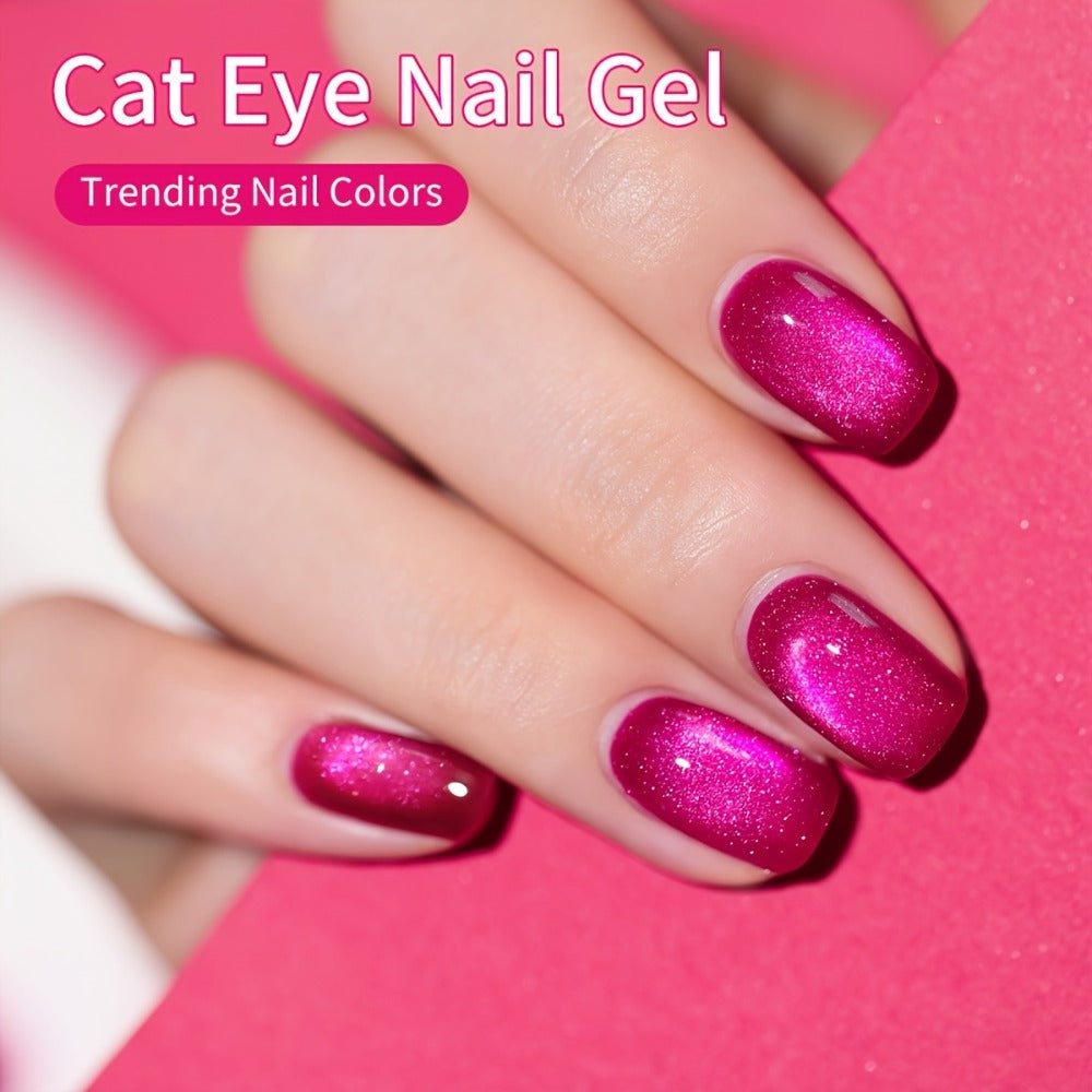 Gel Nail Polish 6-Color Berry Magnetic Cat-Eye Set in Frame Bottles with Plum-to-Magenta Shades — image 11