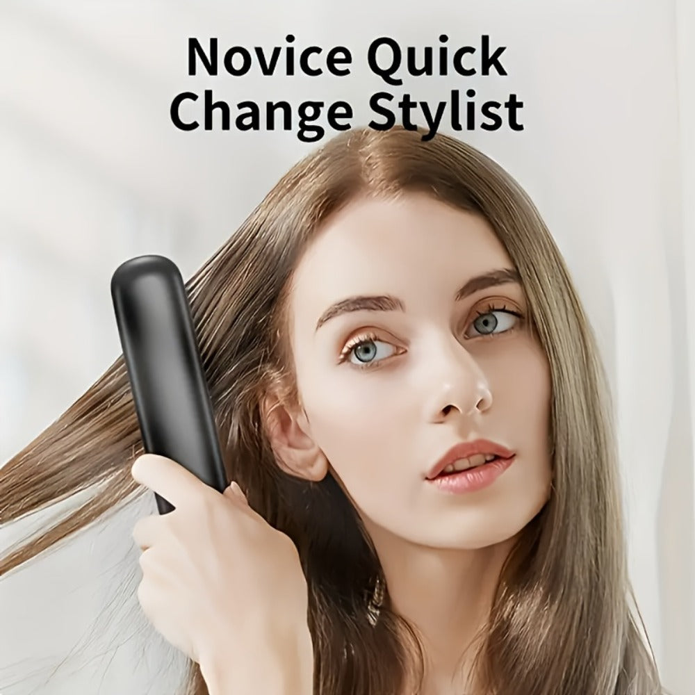 Cordless Hair Straightener 2-in-1 Ceramic Flat Iron & Curler – USB-C Rechargeable Wireless Portable Travel Styling Tool 3-Spe
