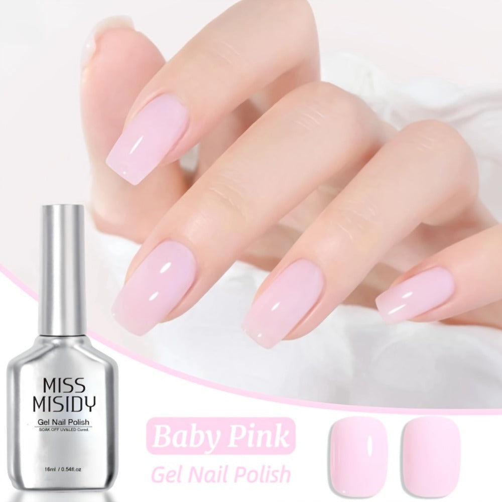 Gel Nail Polish MISS MISIDY in 16ml Baby Pink with Self-Leveling Finish and UV/LED Cure for Manicures — image 1