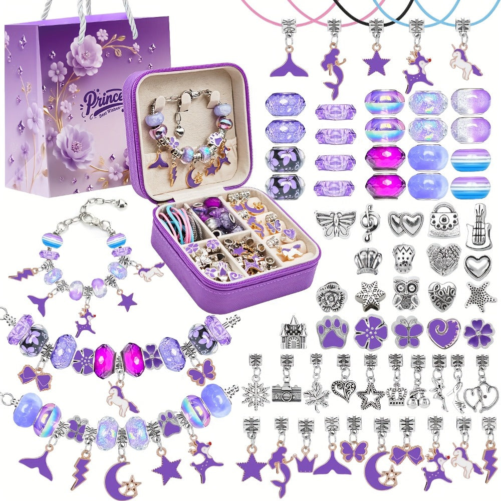 Bracelet Making Craft Kit with Portable Jewelry Box, Beads and Charms in Seven Color or Theme Options — image 12