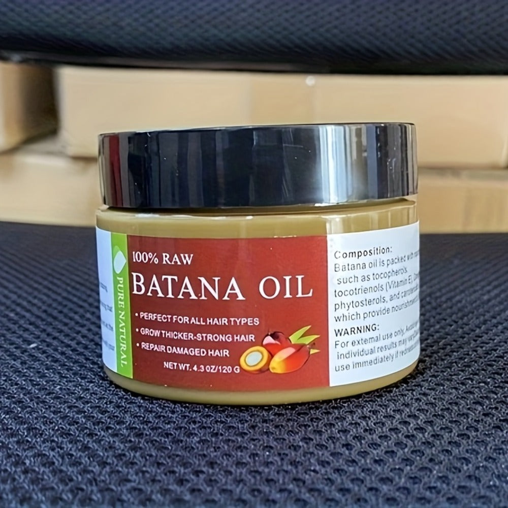 Hair Oil Batana 120g Amber Balm Jar with Black Screw Lid and External-Use Label Instructions — image 1